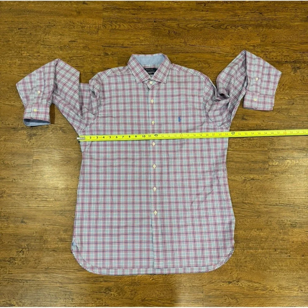 Polo Ralph Lauren Pink Plaid Stretch Casual Long Sleeve‎ Button Up Shirt Men's L